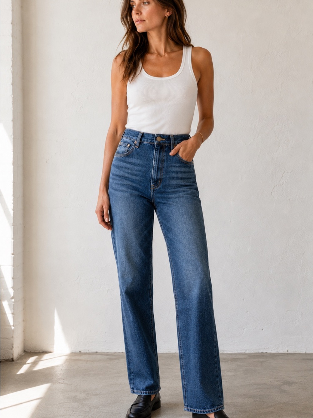 AG Alexxis Straight High-Rise Vintage Fit Jeans Medium Wash Button Fly Size 32